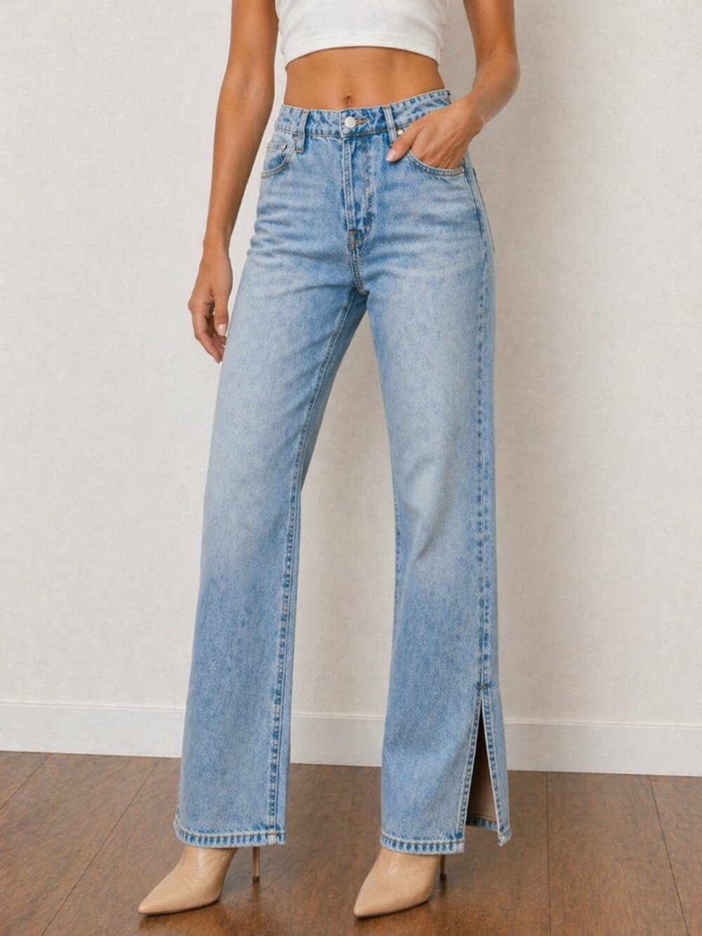 BLANKNYC Cooper High Rise Straight Leg Jeans Size 30 Medium Wash